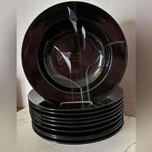 MIKASA Galleria Opus Black Broad-Rimmed Pasta Dish/Shallow Bowls SOLD IN PAIRS
